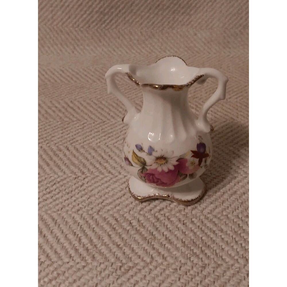 Vintage Summer Rose Fine Bone China Decorative Small Floral Vase Miniature